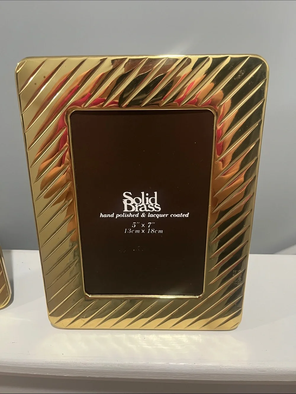 90s Pair Solid Brass Gold Photo Frame 5x7 Hand Polished Lacquer Coated